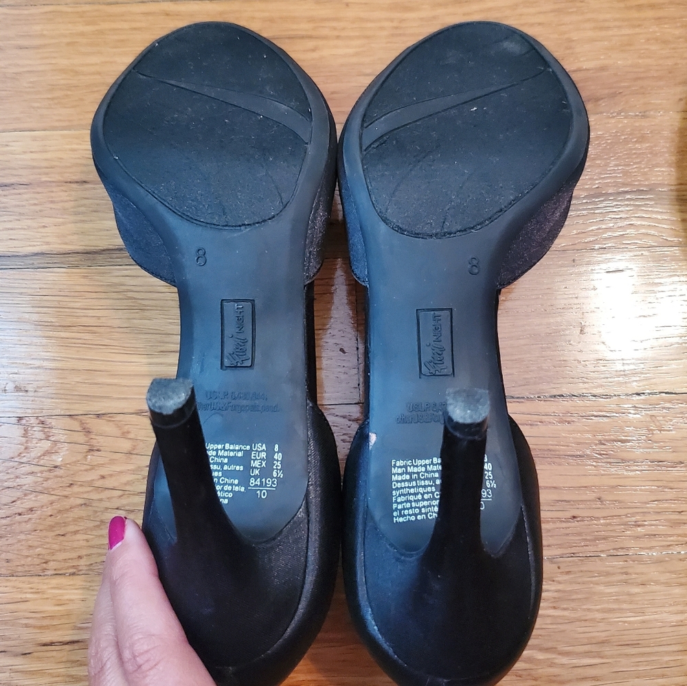 Black Peep Toe High Heels With Bow - Picture 7 of 8